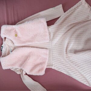 Pink Faux Fur Vest and Dress Set